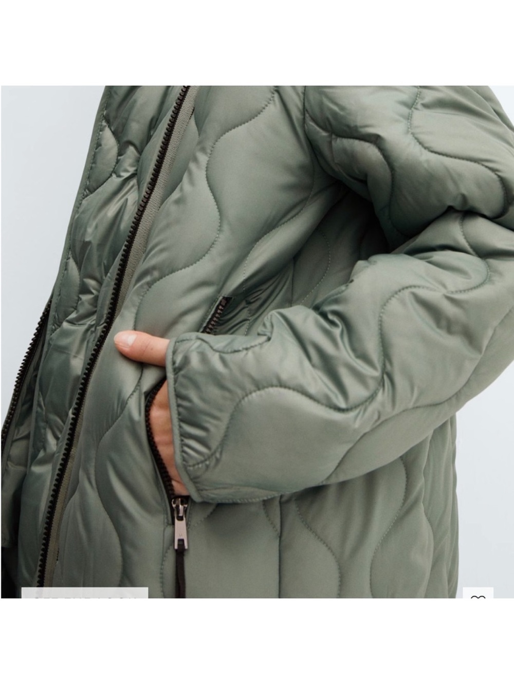 Mango Quilted Hooded Long Puffer Coat in Sage Green size Small - Picture 4 of 12